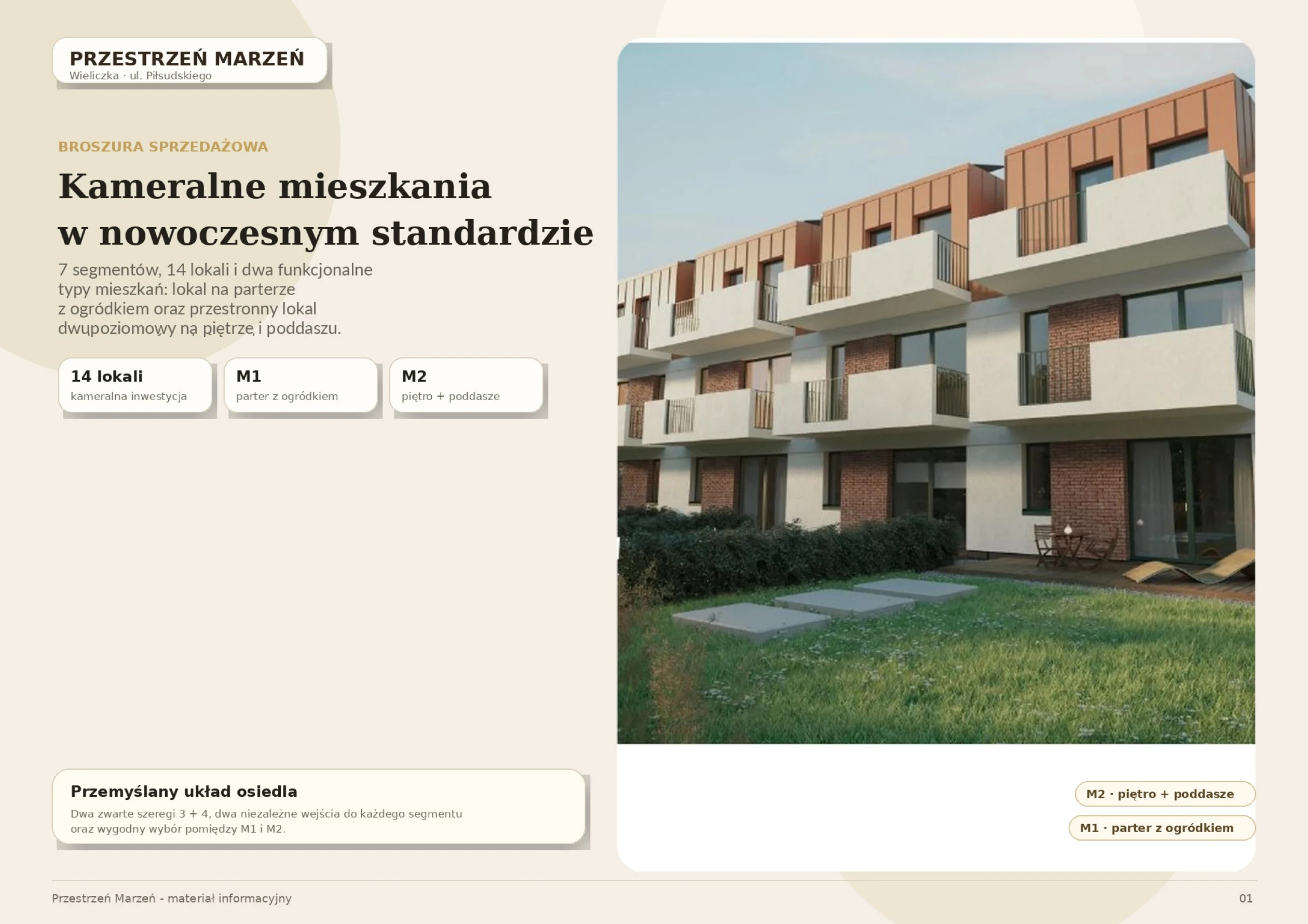 Przestrzeń Marzeń - okładka broszury: kameralne mieszkania w nowoczesnym standardzie