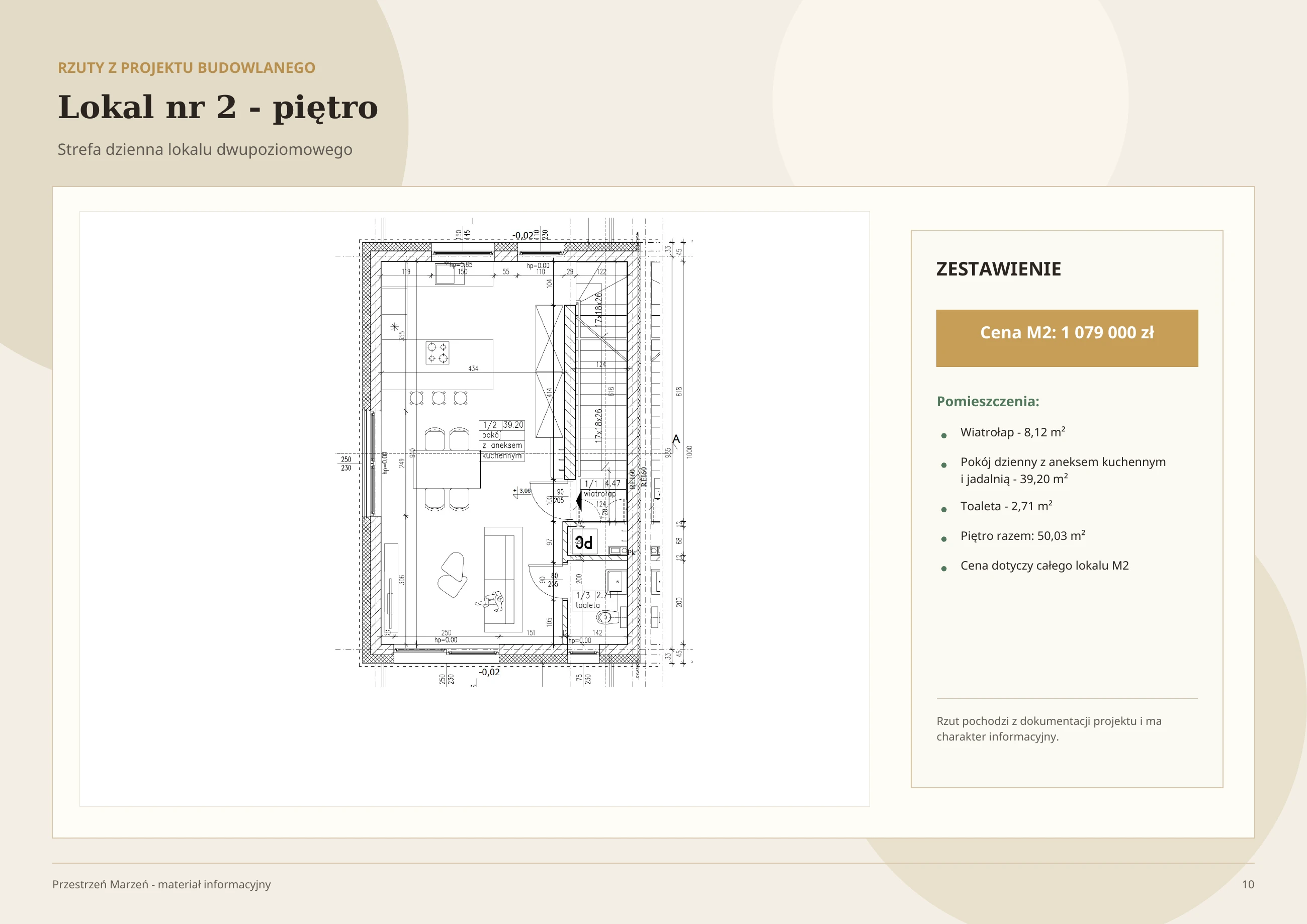 Rzut lokalu nr 2 - piętro